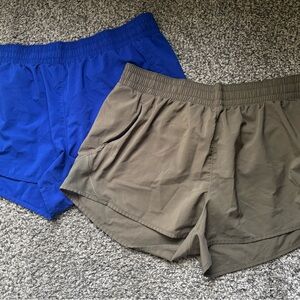 All In Motion Women’s Elastic Waist Active Shorts - Blue and Olive